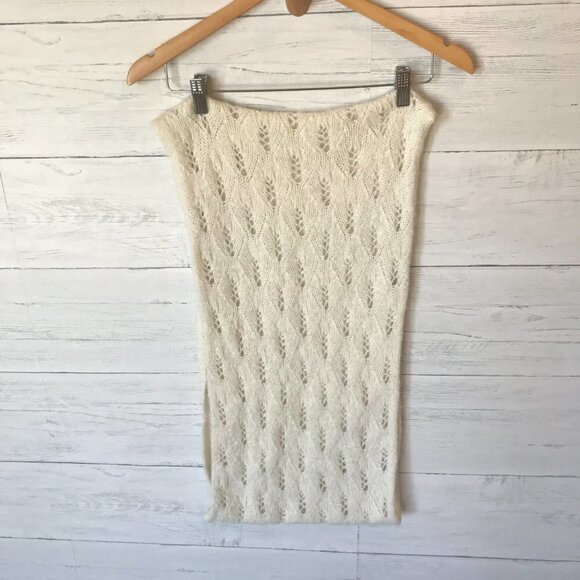 Crochet Scarf Womens One Size Ivory Knit Grandmacore Infinity Coastal Grandma - Picture 2 of 8